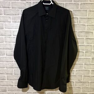 Arrow Classic Black Men's long sleeve Dress Shirt, size large 16-16.5neck